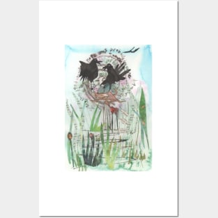 Nesting Crows in summer time, birds in their nest Posters and Art